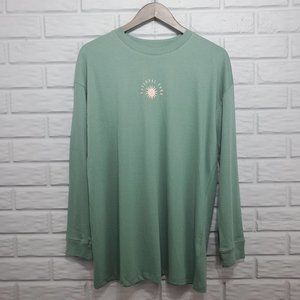 National Parks Womens S Green Relaxed Boyfriend Graphic Long Sleeve‎ Top NWT